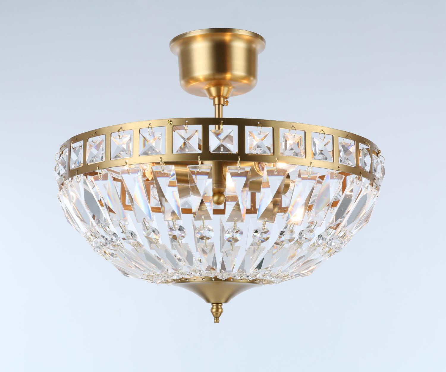 Stor Kristallplafond Flores borstad mässing D 36 - 2