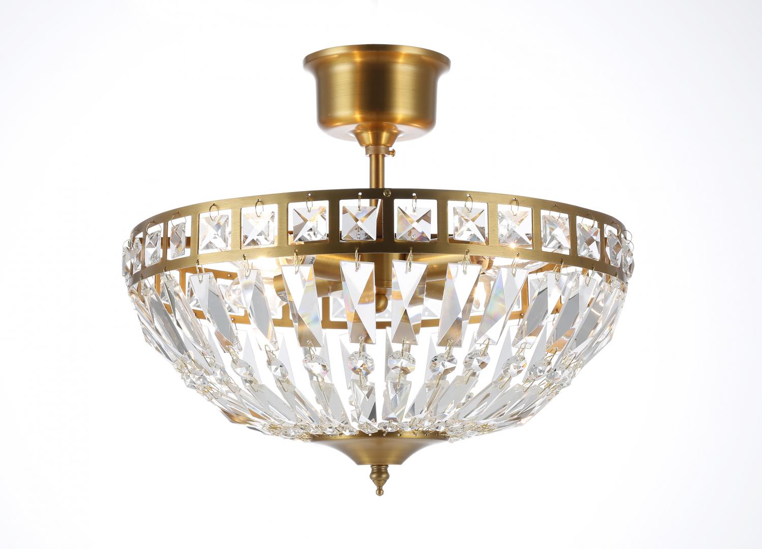 Stor Kristallplafond Flores borstad mässing D 36