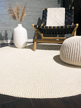 Atlas natur och vit 160 cm rund