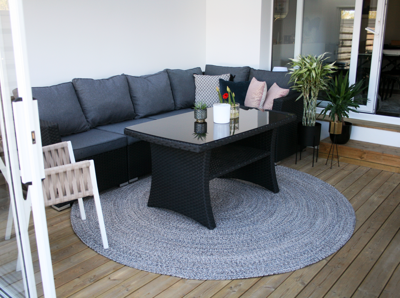 Country rund 80cm, 160 cm och 240 cm rund stone-svart/vit - 3