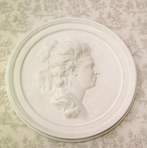 Gipsmedaljong med E.L.A Ridderstolpe .Avgjutning av Tobias Sergels original.