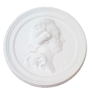 Gipsmedaljong med Gustav III. Avgjuten av Tobias Sergels original