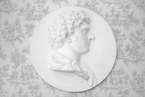 Gipsmedaljong av Karl XIV Johan.  Avgjutning av Tobias Sergel