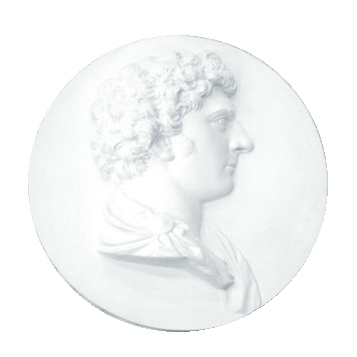 Gipsmedaljong av Karl XIV Johan.  Avgjutning av Tobias Sergel