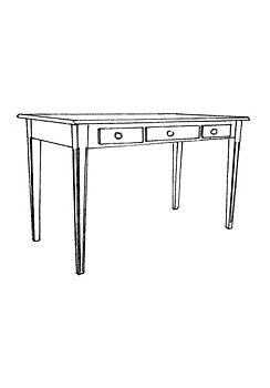 Gustavianskt skrivbord, 3 lådor