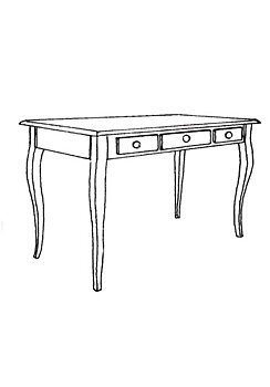 Skrivbord Rokoko, 3 lådor
