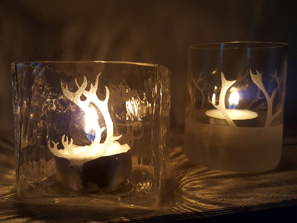 Ljuslyktor, Jokkmokk design/ Glas- Keramik-Smide