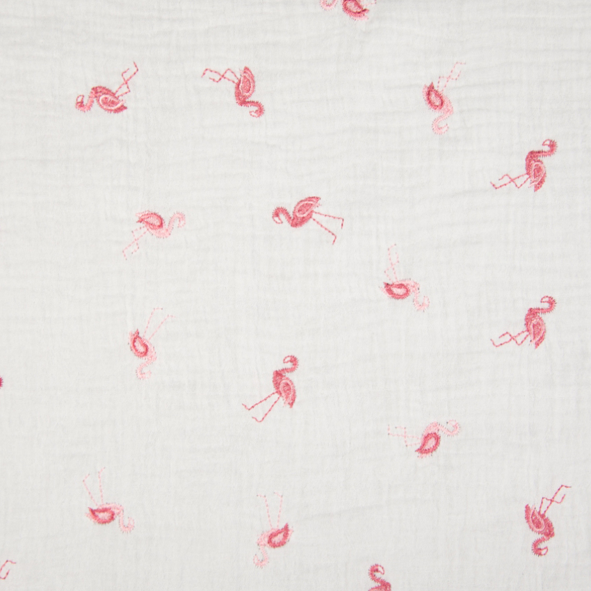 MUSLIN EMBROIDERY - FLAMINGO