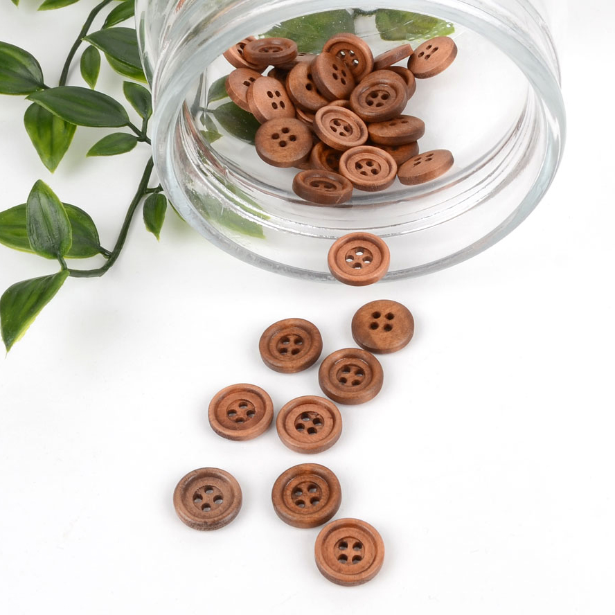 BUTTON 15MM - BROWN