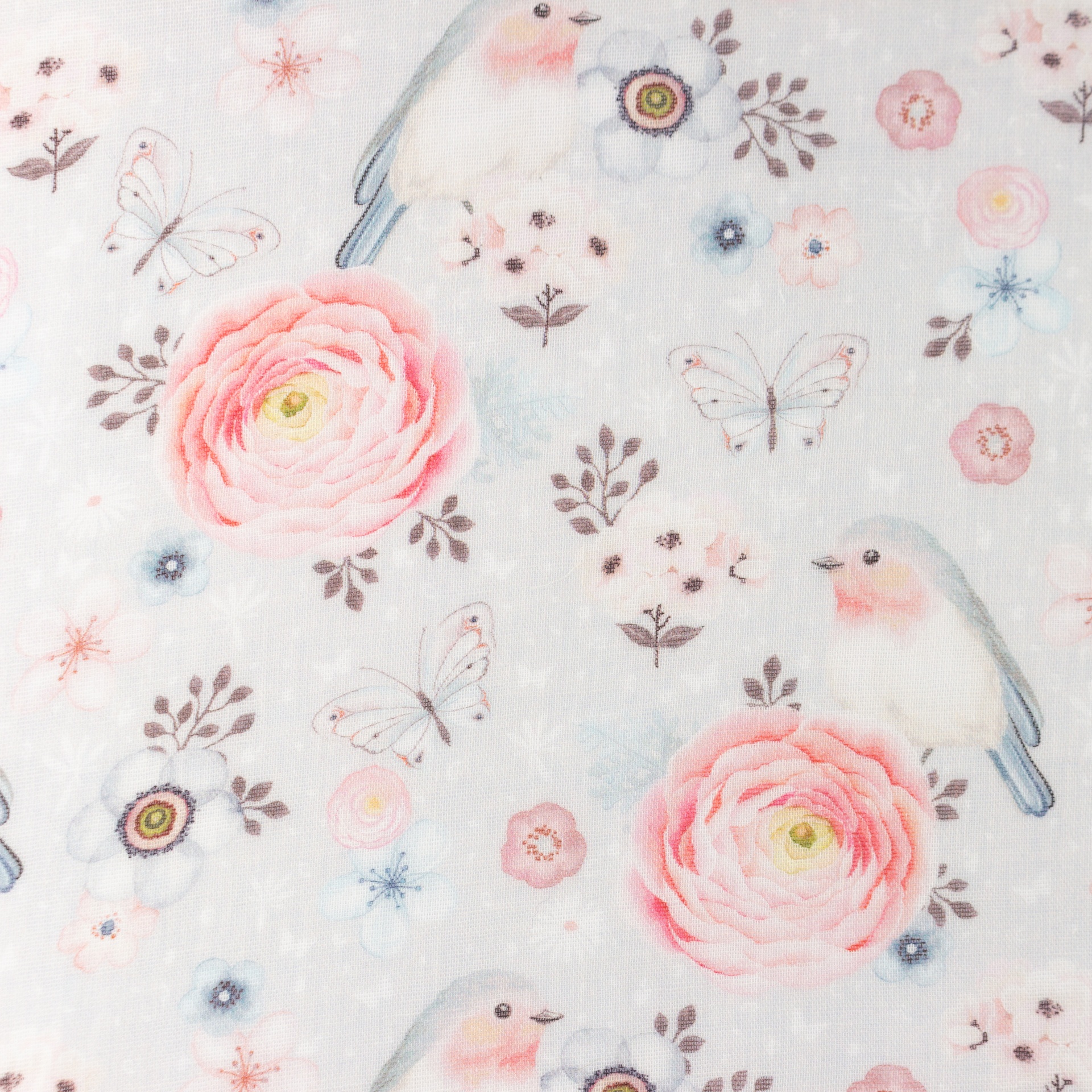 MUSLIN -  BIRDS & BUTTERFLY