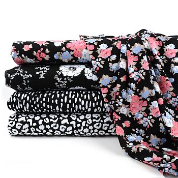 VISCOSE JERSEY -  SPOTS BLACK