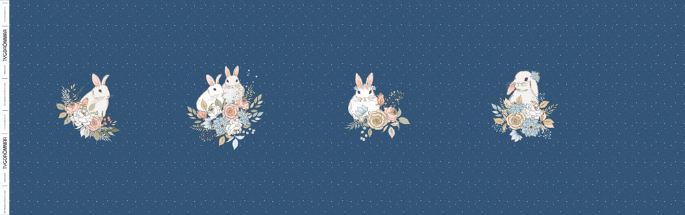 PANEL- GARDEN BUNNIES - DARK BLUE
