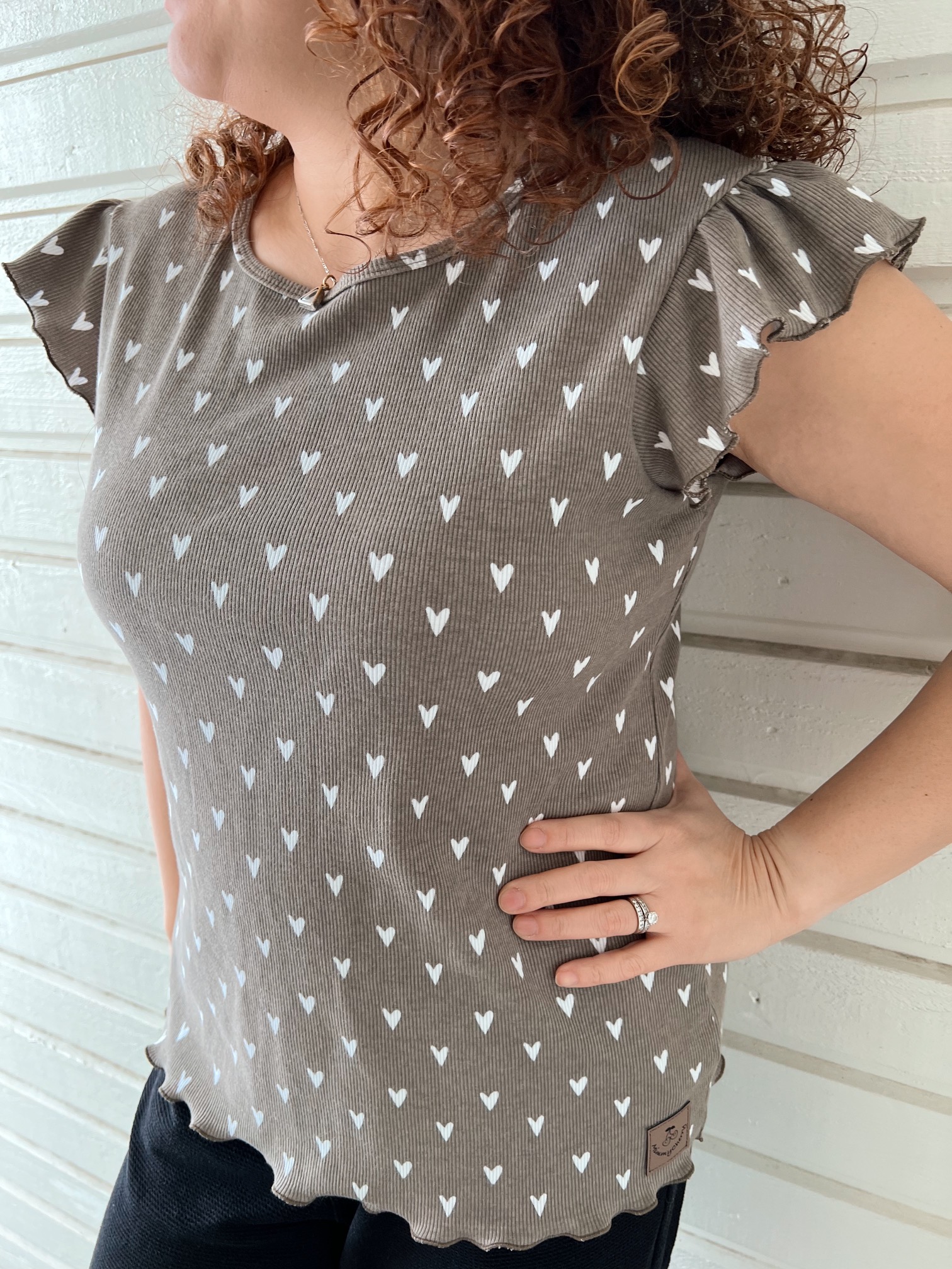 HEARTS RIBBED - TAUPE - 2