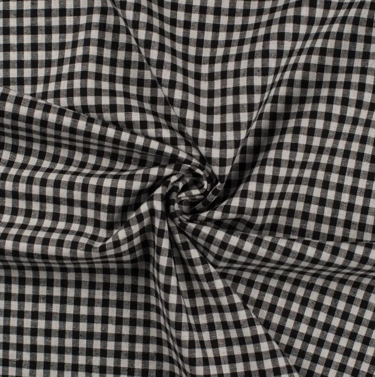 WOVEN COTTON  - SMALL BLACK CHECKS - 4