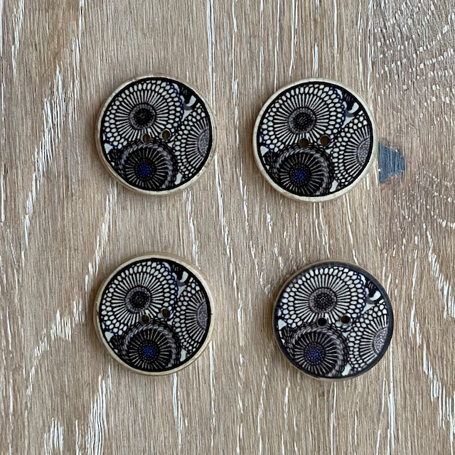 Kokosknapp med motiv, 23 mm