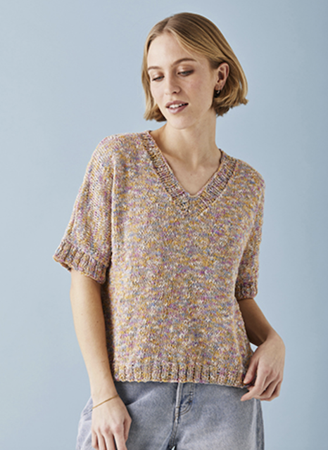 V-ringad t-shirt i Permin Iris, 899613