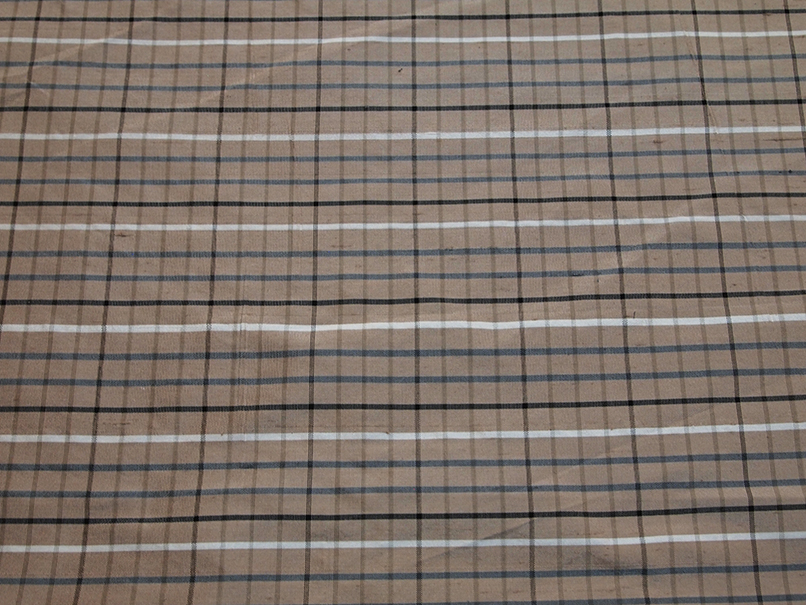 Beige rutig siden taft