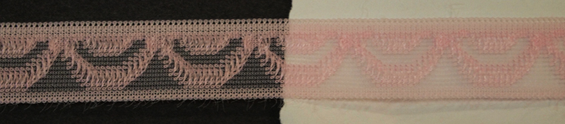 Ljus rosa nylonspets, 14mm