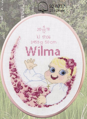 Korsstygn Tavla Dop rosa