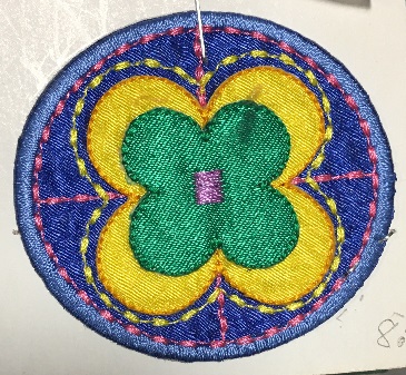 Patch Grön Gul Blomma