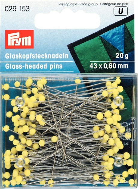 Långa Knappnålar med glashuvud 0,6mm