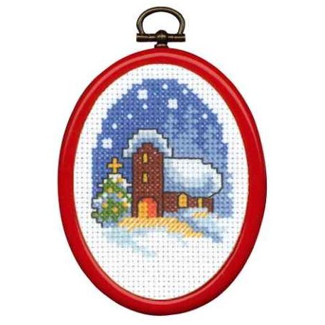 Jul Korsstygn Vinter Kyrka
