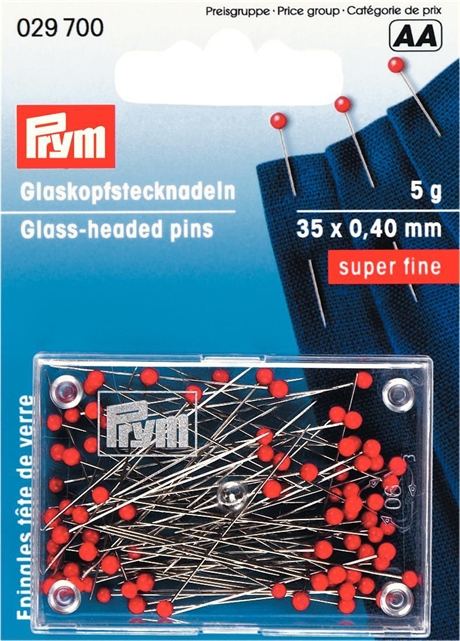 Knappnålar med glashuvud 0,4mm