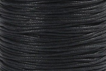 Svart vaxad bomulls snodd 1mm