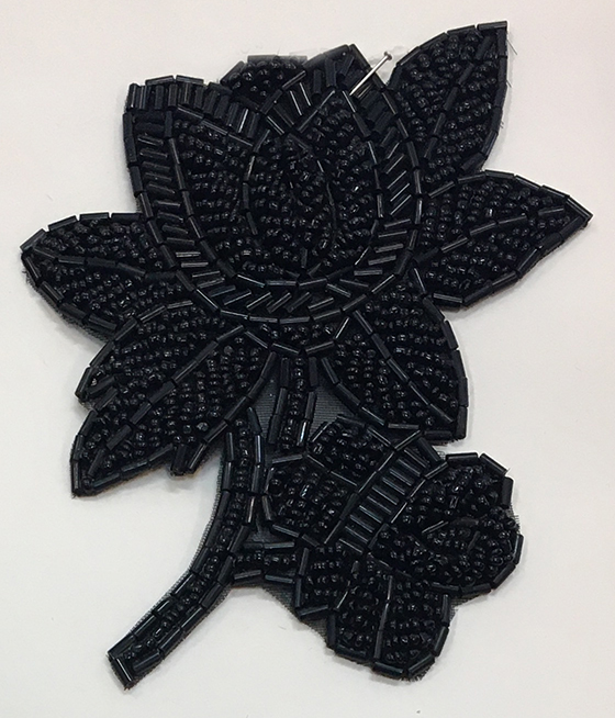 Svart Pärl Broderad Ros Applikation