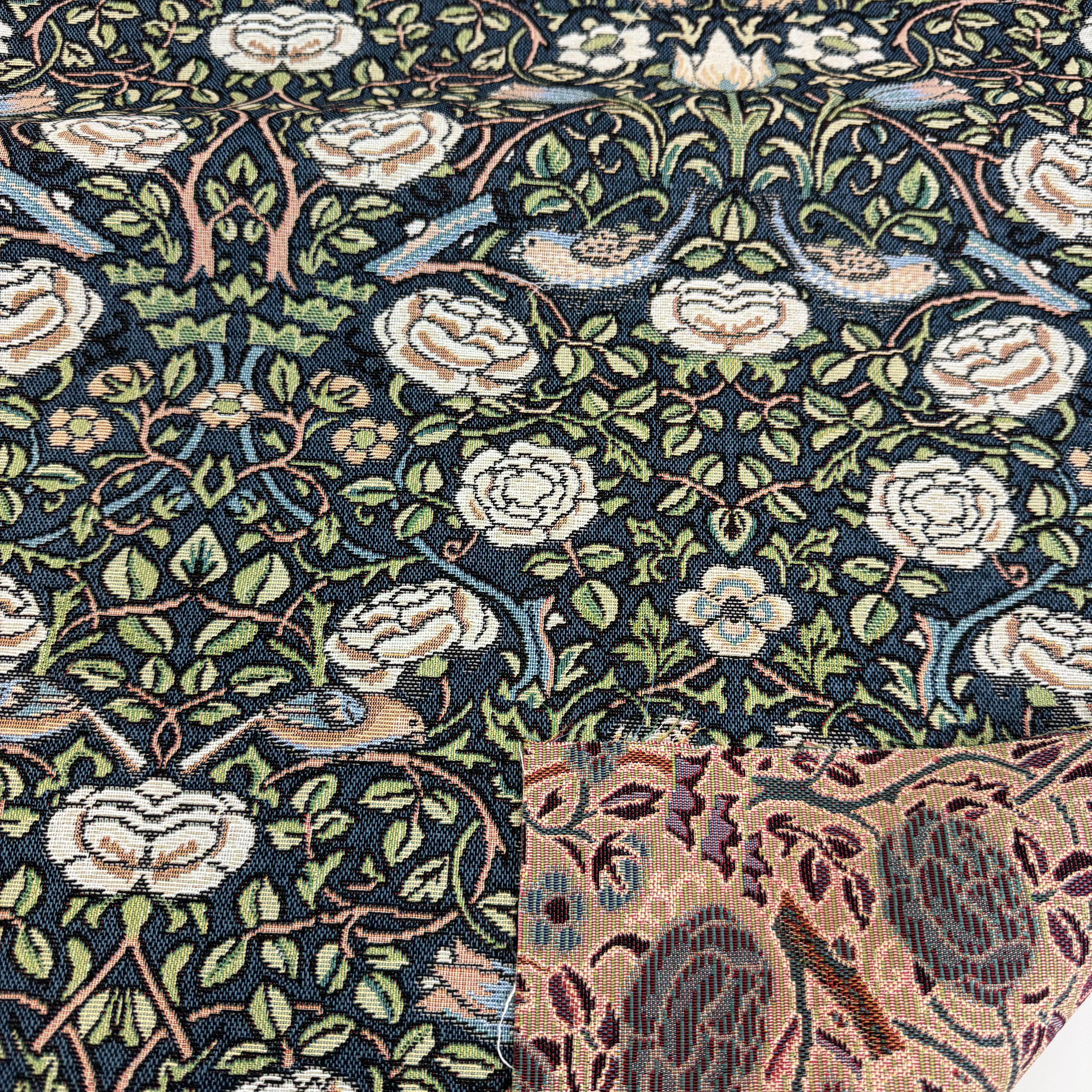 Morris Jacquard Blå Fåglar 2a-sort