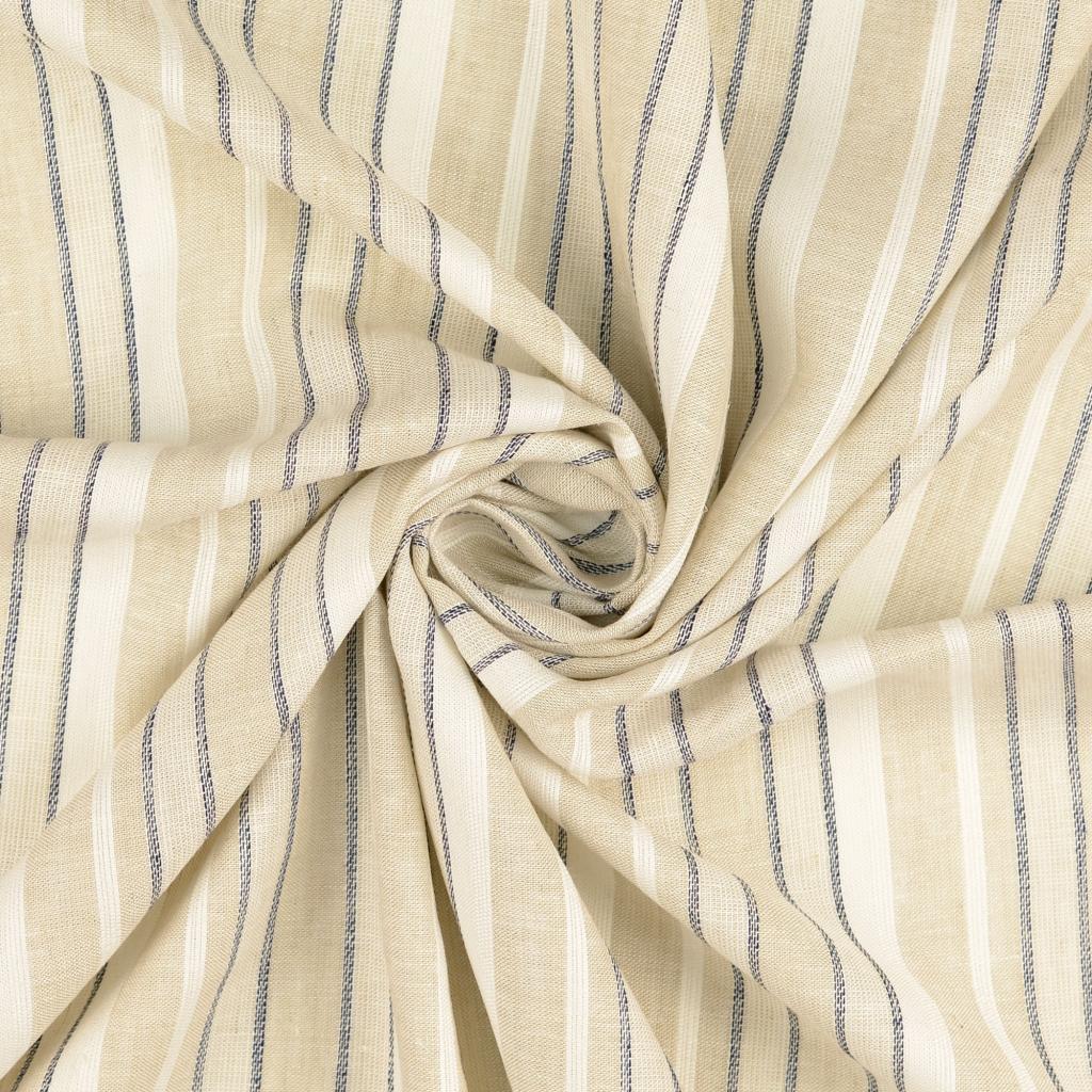 Randig Linne Viskos Beige - 2