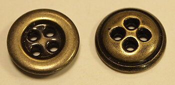 Metallknappar i silver, guld och brons
