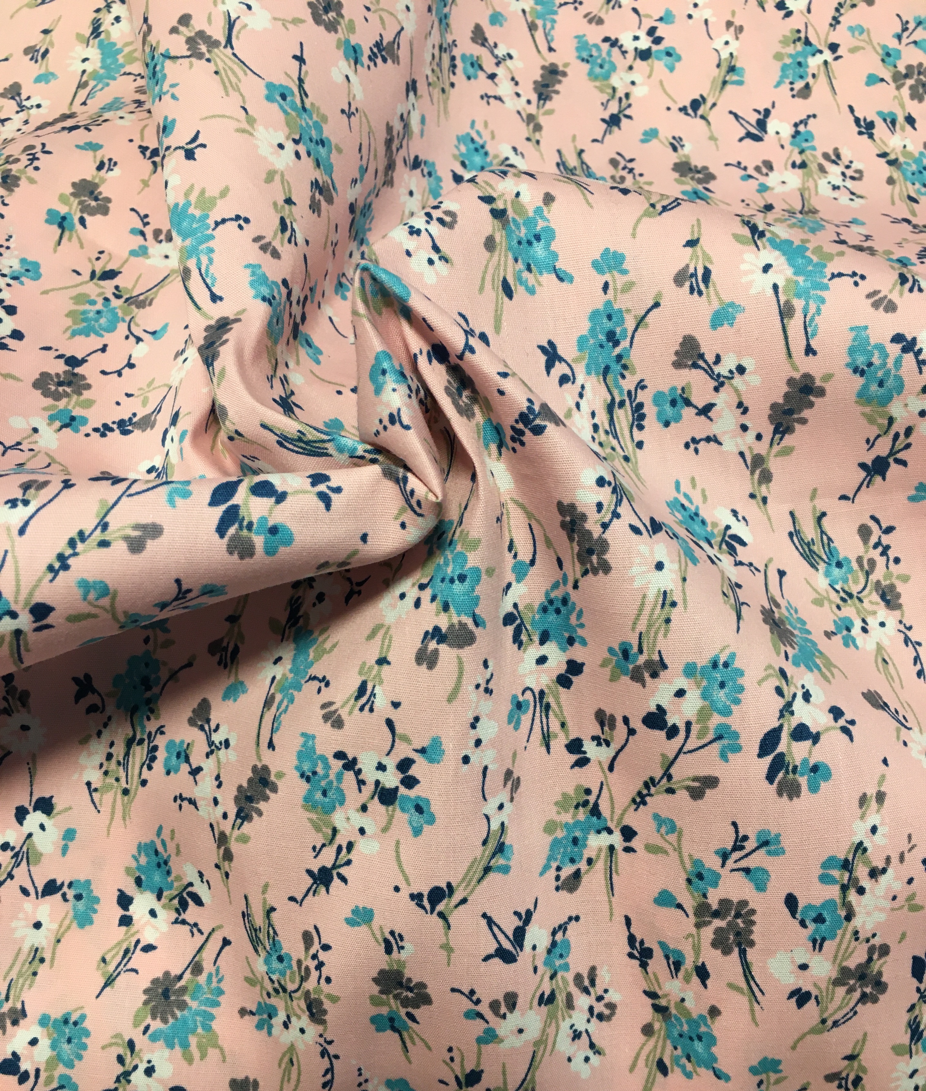 Poplin Turkos & Vita sommarblommor - 2
