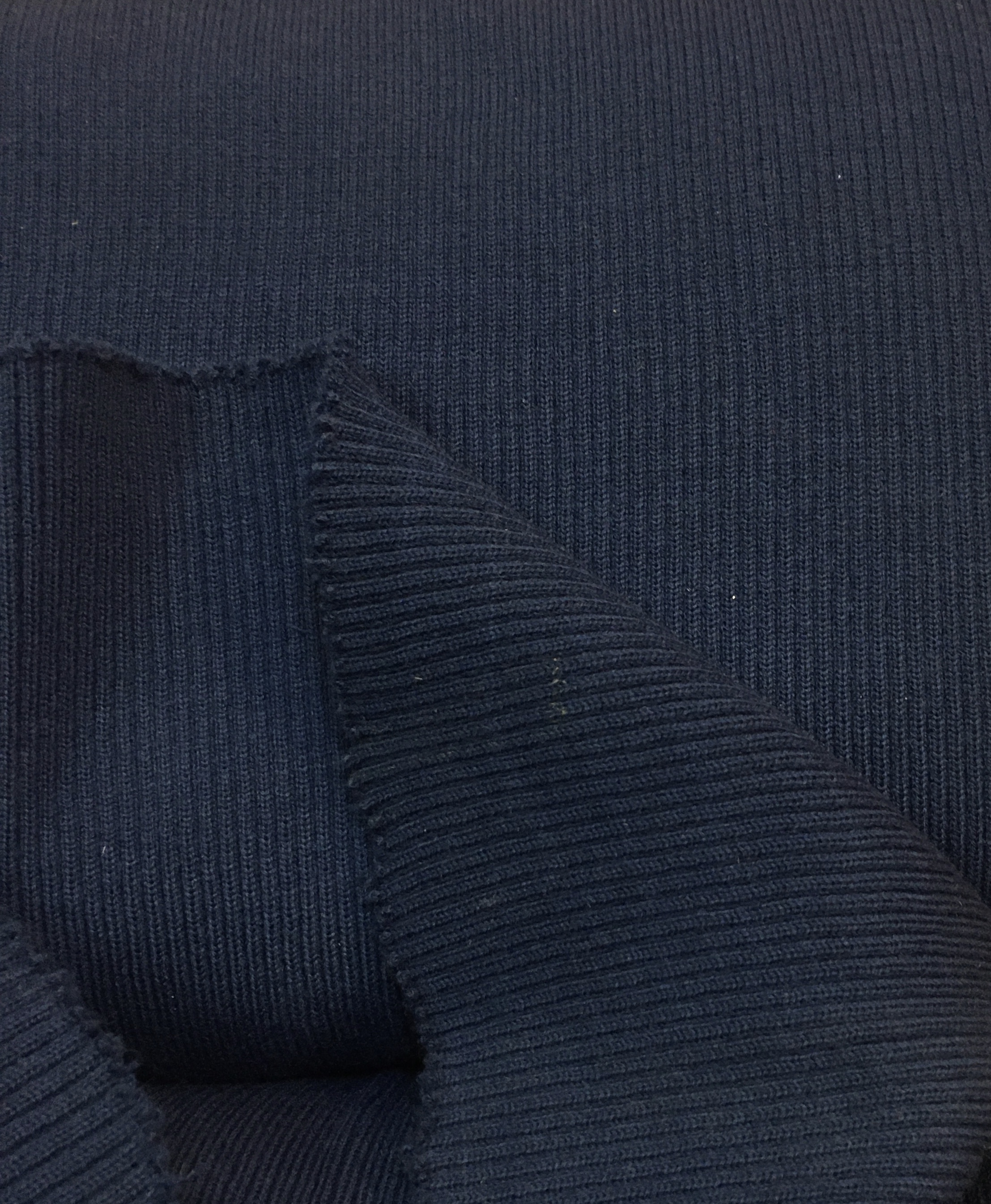 Mörk jeansblå melerad ribbad jersey