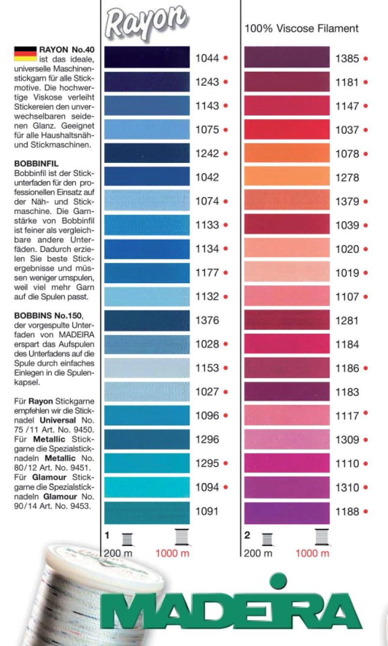 Madeira broderitråd no40 Rayon 200m