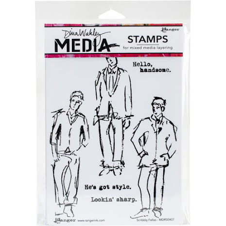 Dina Wakley Media Cling Stamps 6X9 - Scribbly Fellas