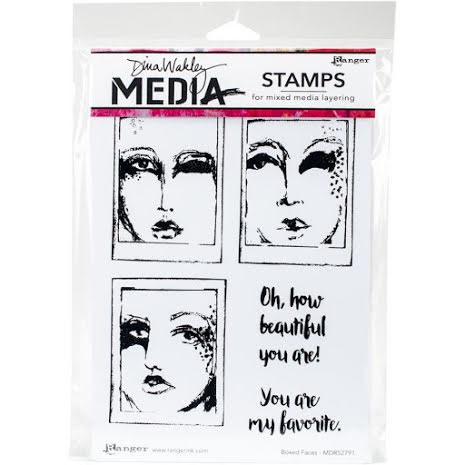 Dina Wakley Media Cling Stamps 6X9 - Boxed Faces