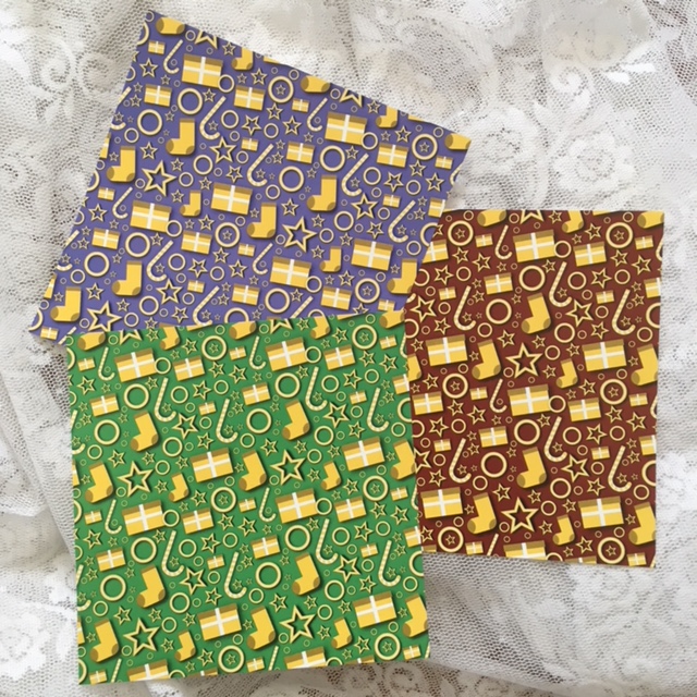 PP KD -Colored pattern paper in Christmas colors with gold decorations