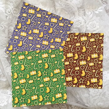 PP KD -Colored pattern paper in Christmas colors with gold decorations