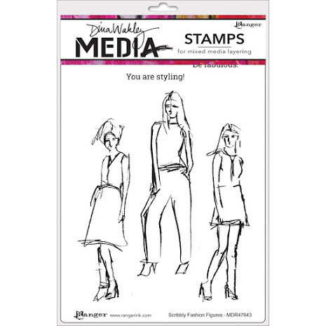 Dina Wakley Media Cling Stamps 6X9 - Scribbly Fashion Icons