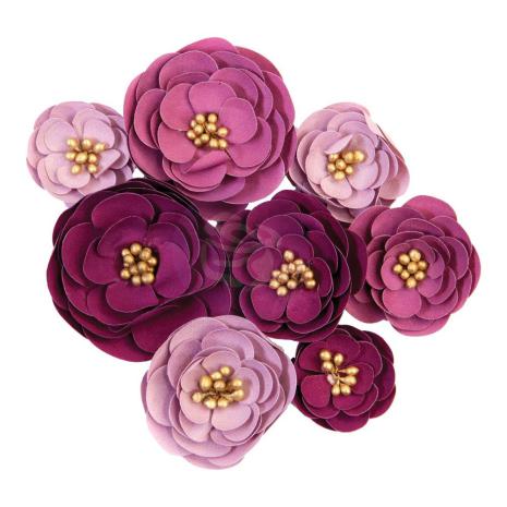Prima Mulberry Paper Flowers  Darcelle 8 -Plum Afternoon