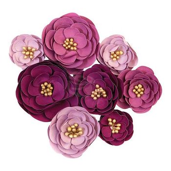 Prima Mulberry Paper Flowers  Darcelle 8 -Plum Afternoon