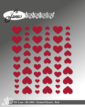 BY Lene Enamel Hearts -Red