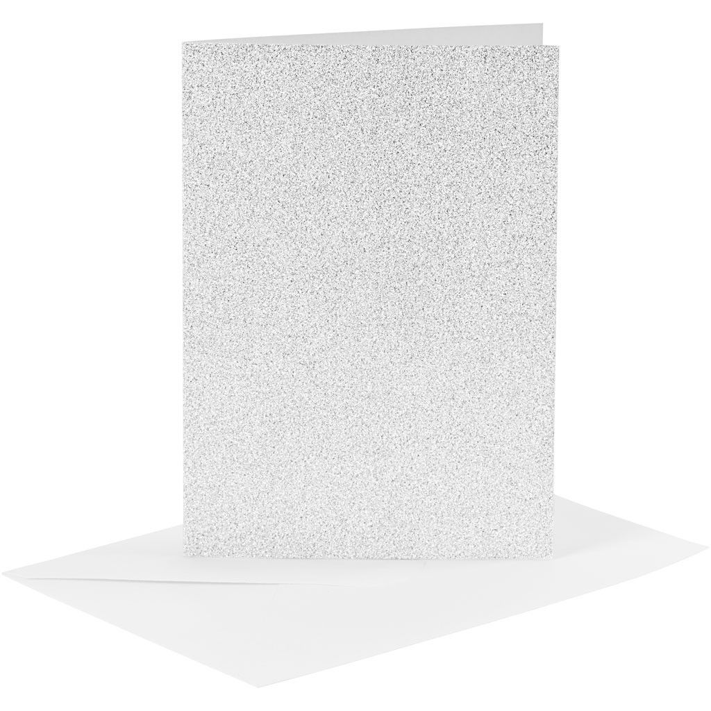 Kort och kuvert 10,5x15 cm -Silver Glitter