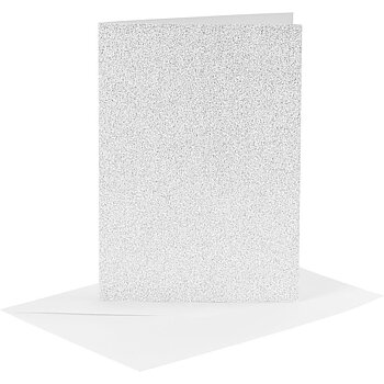Kort och kuvert 10,5x15 cm -Silver Glitter