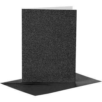 Kort och kuvert 10,5x15 cm -Svart Glitter