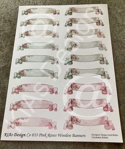 KiAs Design KPCo 033 -Pink Roses Wooden Banners