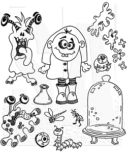 Dylusions Cling Stamps 8.5X7 - Monster Mash