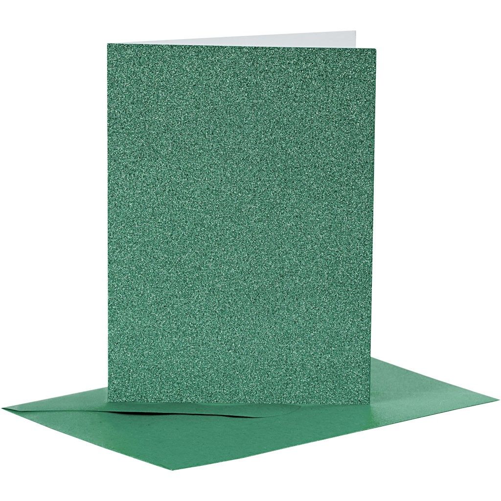 Kort och kuvert 10,5x15 cm -Grön Glitter