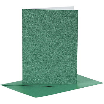 Kort och kuvert 10,5x15 cm -Grön Glitter